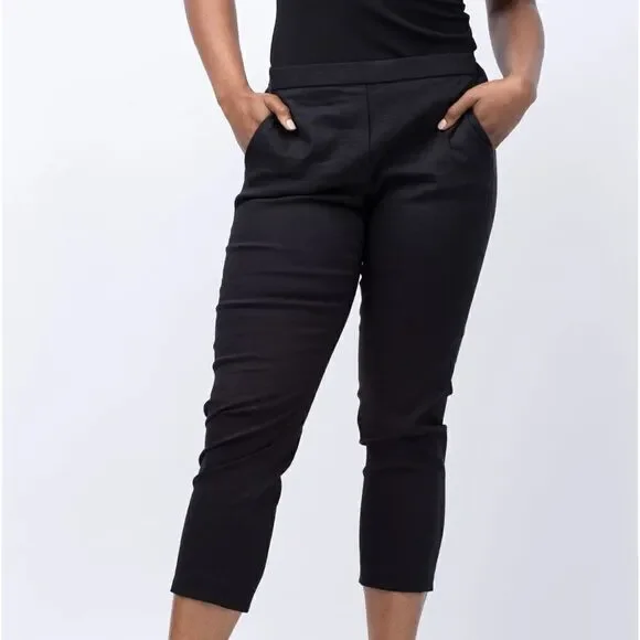 Theory Pull-On Pant in Admiral Crepe in black, Size 10 $325